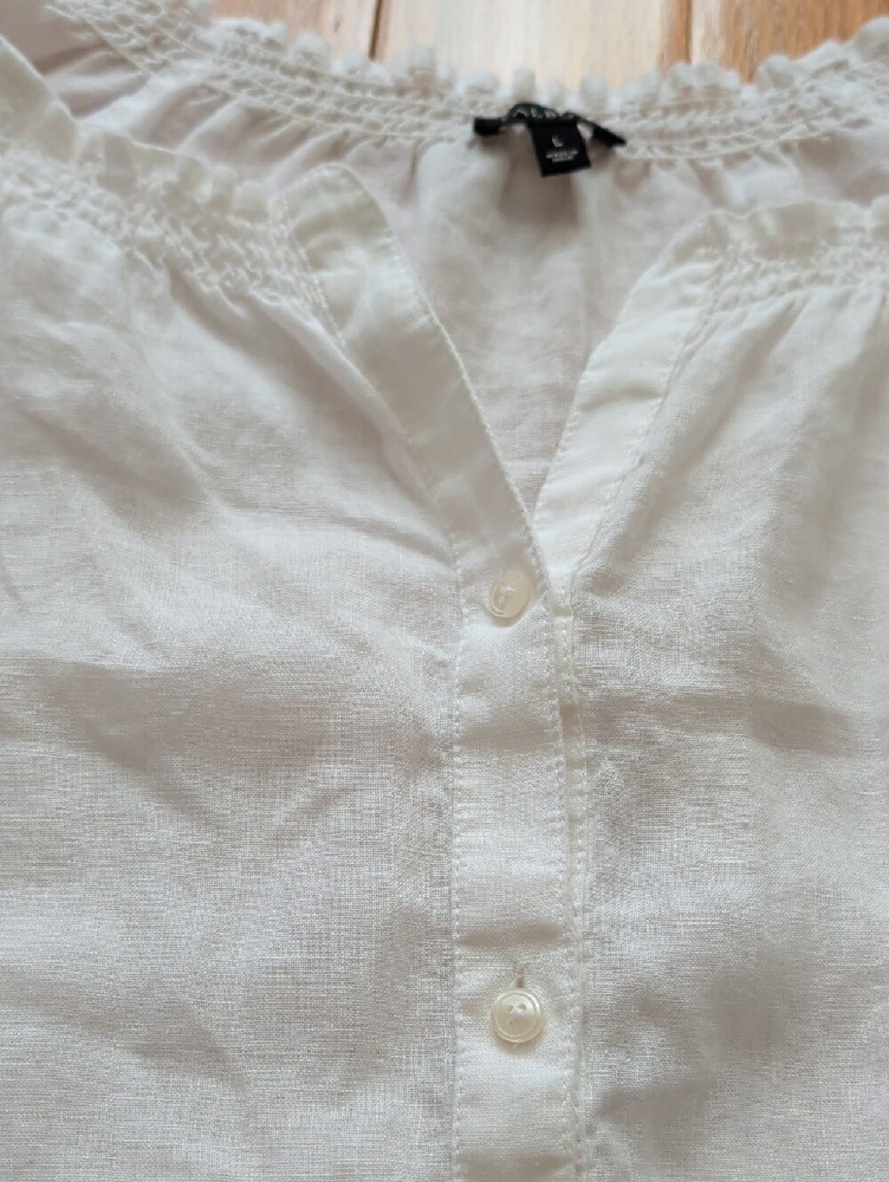 Talbots White Linen Peasant Blouse - Picture 4 of 9